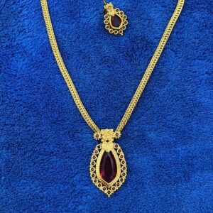 Elegant Ruby Drop Choker Necklace Set